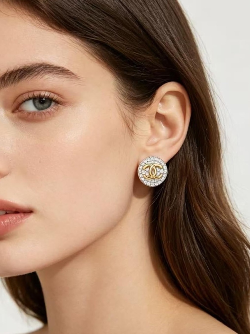 CHANEL Crystal Disc Earrings